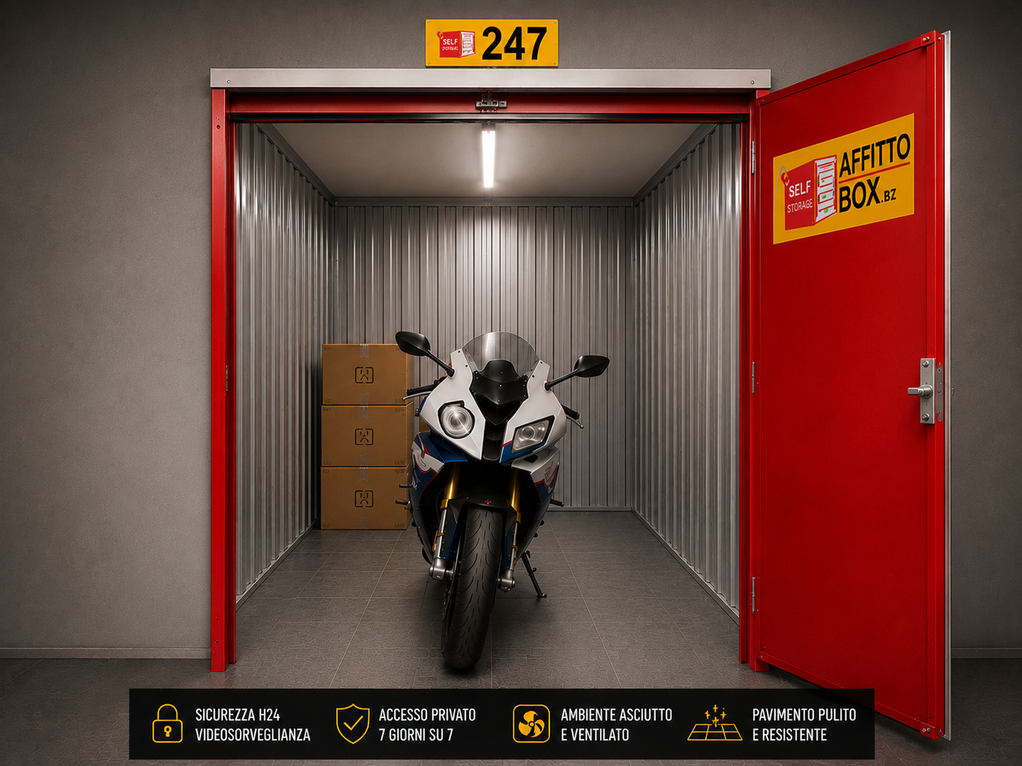 Sicheres Motorrad-Depot in Bozen - Motorrad in der Box